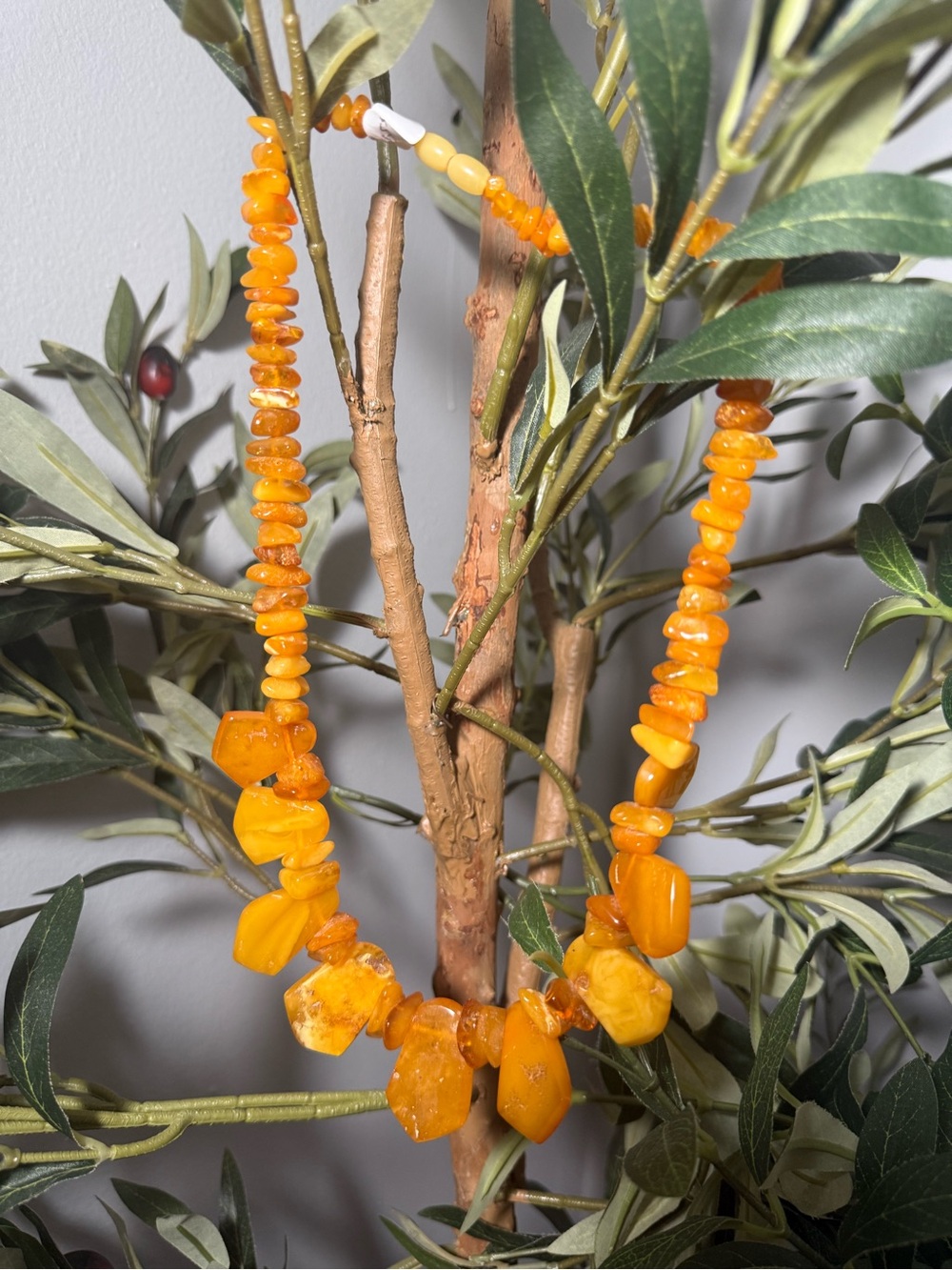 Handmade Yellow Amber Bead Necklace